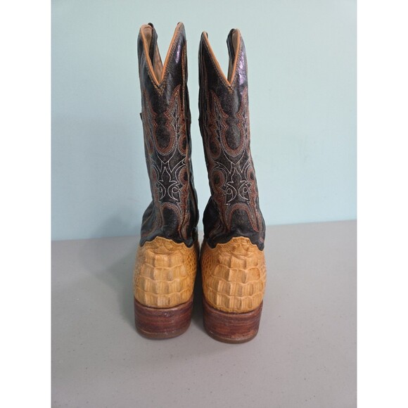 Rodeo Bravo Men\'s Yellow Embossed Alligator Black Design Cowboy Boots 10 main image 5